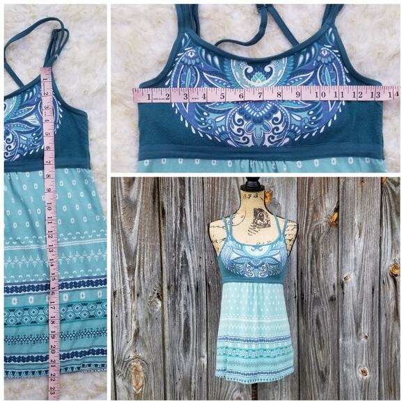 Strappy Back Yoga Tanktop Athleta Empire Cami Size XS Green Blue Athleisure Top - Picture 5 of 10
